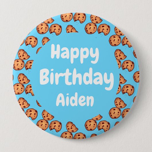 チョコレートチップクッキーパターンバルーン 缶バッジ (正面)