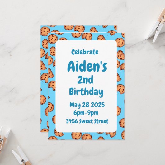 チョコレートチップクッキーパターン 招待状 (正面/裏面インサイチュ)