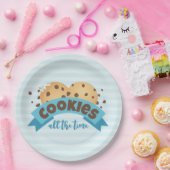チョコレートチップクッキーブルーストライプ紙プレート ペーパープレート (パーティー)