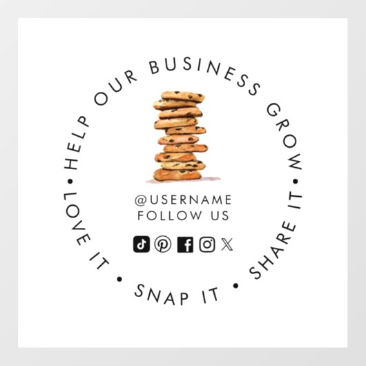 チョコレートチップクッキーベーカリーソーシャルメディ後を追ア ウィンドウサイン (シート)