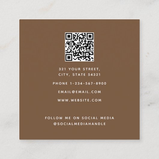 チョコレートチップクッキーベーキングQRコードソーシャルメディア スクエア名刺 (裏面)
