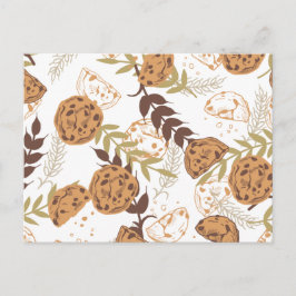 チョコレートチップクッキー模様ホワイトバー ポストカード