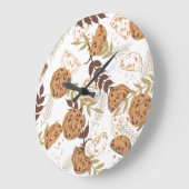 チョコレートチップクッキー模様ホワイトバー ラージ壁時計 (傾斜)