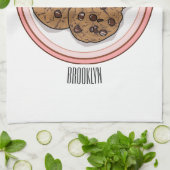 チョコレートチップクッキー漫画イラストレーション キッチンタオル (折り畳み)