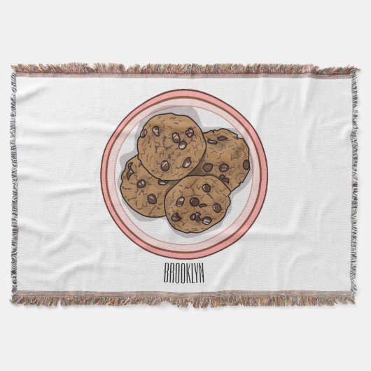 チョコレートチップクッキー漫画イラストレーション スローブランケット (正面)