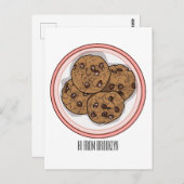 チョコレートチップクッキー漫画イラストレーション ポストカード (正面/裏面)