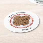 チョコレートチップクッキー漫画イラストレーション ラウンドペーパーコースター (アングル)