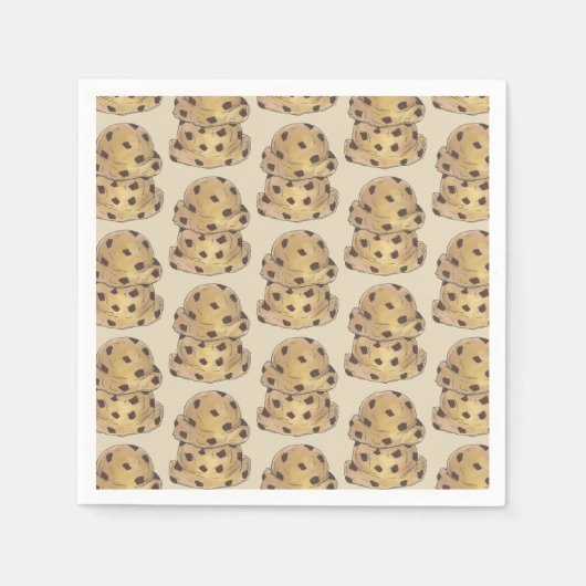 チョコレートチップクッキー生地ベーカリーパティシシェフ スタンダードカクテルナプキン (正面)