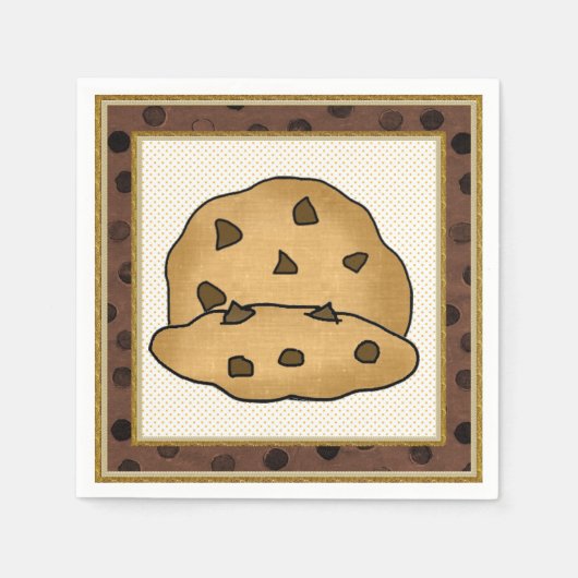 チョコレートチップクッキー紙ナプキン スタンダードカクテルナプキン (正面)