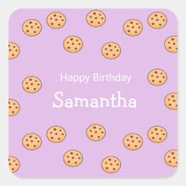 チョコレートチップクッキー誕生日パープル スクエアシール
