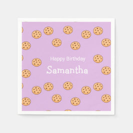 チョコレートチップクッキー誕生日パープル スタンダードカクテルナプキン