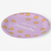 チョコレートチップクッキー誕生日パープル ペーパープレート (アングル)