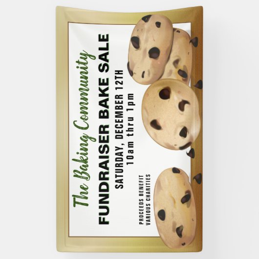 チョコレートチップクッキー資金調達者ベイクセール 横断幕 (縦)