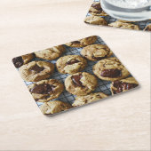 チョコレートチップクッキー スクエアペーパーコースター (アングル)