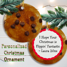 チョコレートチップパンケーキとシロップクリスマス セラミックオーナメント