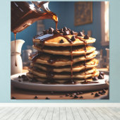 チョコレートチップ入りパンケーキ キャンバスプリント (インサイチュ (ウッドフロア))