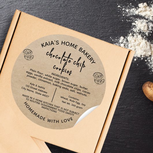 チョコレートチ素朴ップCookieラベル ラウンドシール