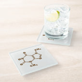 チョコレートテオブロミン分子化学式 ガラスコースター (アングル)