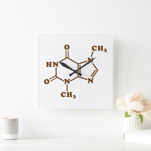 チョコレートテオブロミン分子化学式 スクエア壁時計 (ホーム)