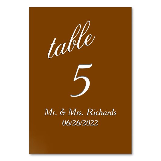 チョコレートテーブル番号 テーブルナンバー (正面)