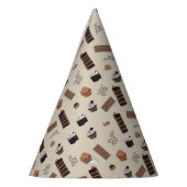 チョコレートテーマパターン誕生日パーティー パーティーハット (左)