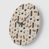 チョコレートテーマパターン ラージ壁時計 (傾斜)