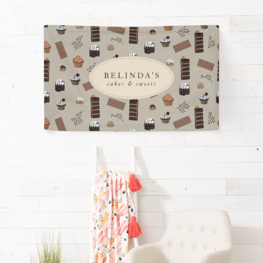 チョコレートテーマベーカリーシェフ名前をカスタムするショップ 横断幕 (インサイチュ)