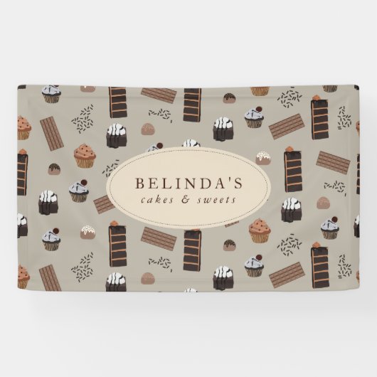 チョコレートテーマベーカリーシェフ名前をカスタムするショップ 横断幕 (横)
