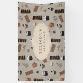 チョコレートテーマベーカリーシェフ名前をカスタムするショップ 横断幕 (縦)