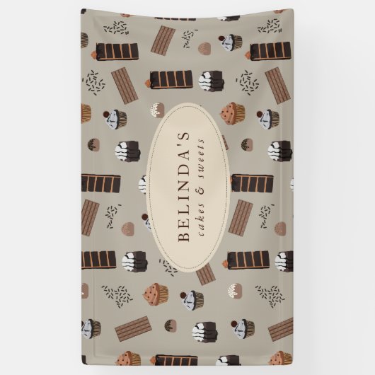 チョコレートテーマベーカリーシェフ名前をカスタムするショップ 横断幕 (縦)