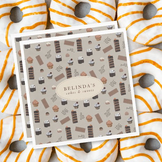 チョコレートテーマベーカリーシェフ名前をカスタムする スタンダードランチョンナプキン