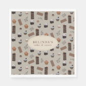 チョコレートテーマベーカリーシェフ名前をカスタムする スタンダードランチョンナプキン (正面)