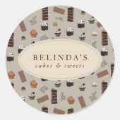 チョコレートテーマベーカリーシェフ名前をカスタムする ラウンドシール (正面)