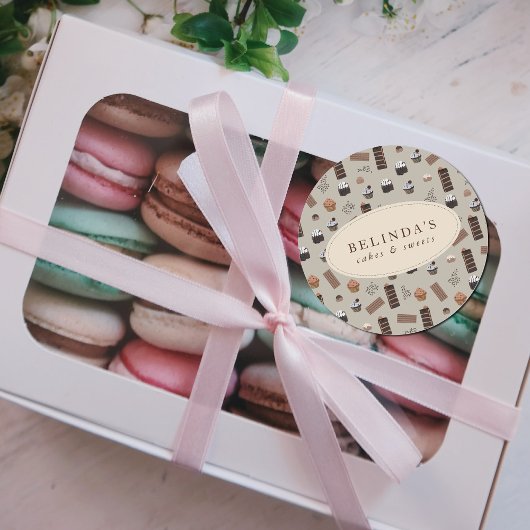 チョコレートテーマベーカリーシェフ名前をカスタムする ラウンドシール