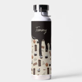 チョコレートテーマ柄レシピクックブック ウォーターボトル (左面)