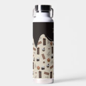 チョコレートテーマ柄レシピクックブック ウォーターボトル (正面)