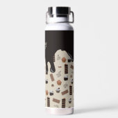 チョコレートテーマ柄レシピクックブック ウォーターボトル (背面)