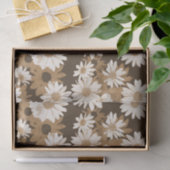 チョコレートデイジーの花柄に白い花模様 薄葉紙 (ギフト)