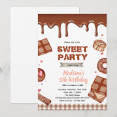 チョコレートデザートテーマパーティーの招待状 招待状 (正面/裏面)