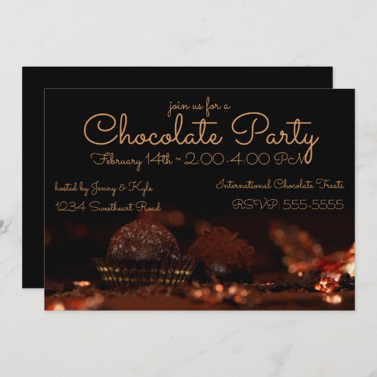チョコレートデザートパーティー 招待状 (正面/裏面)
