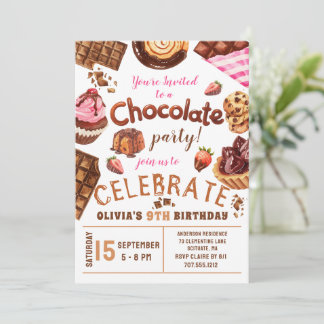 チョコレートデザート誕生日パーティー 招待状