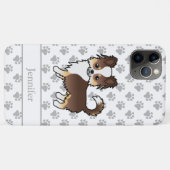 チョコレートトライカラーロングコートチワワ犬 + 名前 Case-Mate iPhoneケース (裏面(横))