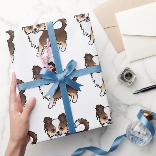 チョコレートトリコールロングコートチワホアドッグパターン ラッピングペーパー (ギフト)