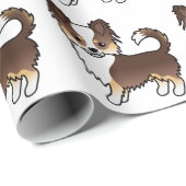 チョコレートトリコールロングコートチワホアドッグパターン ラッピングペーパー (ロールコーナー)