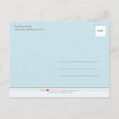 チョコレートドットベビー誕生のお知らせ（ベビーブルー） 案内ポストカード (裏面)