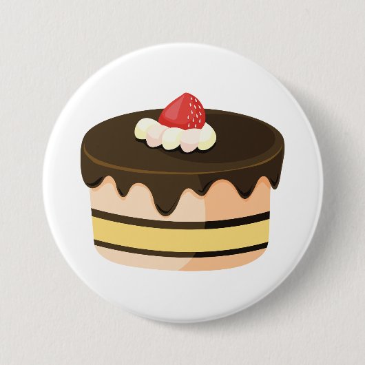 チョコレートドリップケーキとイチゴ 缶バッジ (正面)