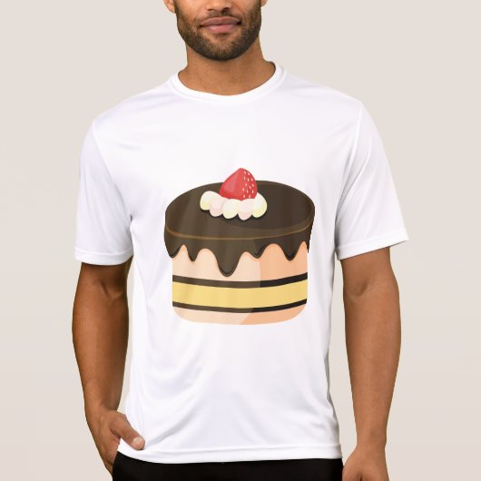 チョコレートドリップケーキとイチゴ Tシャツ (正面)