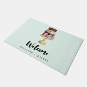 チョコレートドリップスとバラ金ゴールドラグジュアリーケーキウェルカム ドアマット (アングル)