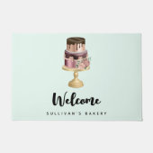 チョコレートドリップスとバラ金ゴールドラグジュアリーケーキウェルカム ドアマット (正面)