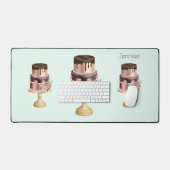 チョコレートドリップス&バラ金ゴールドラグジュアリーケーキ デスクマット (キーボード&マウス)